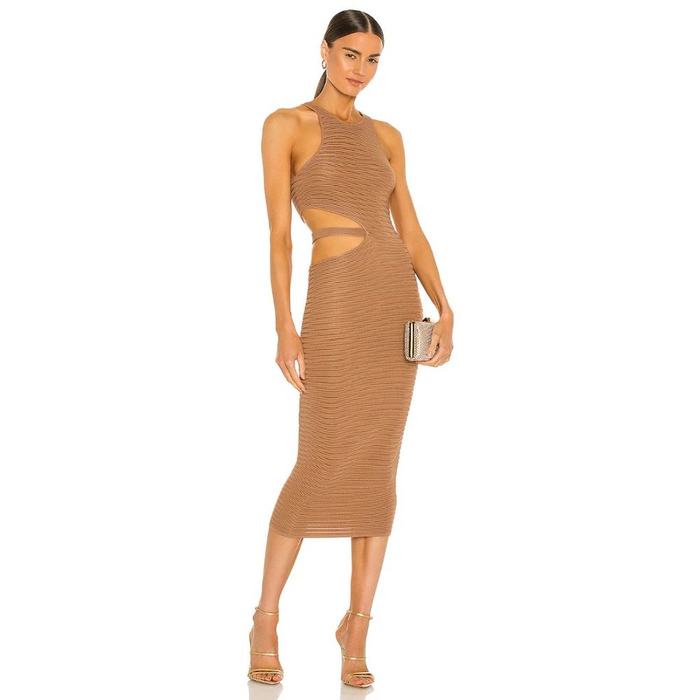 Michael Costello x REVOLVE Athena Midi Dress in Mushroom